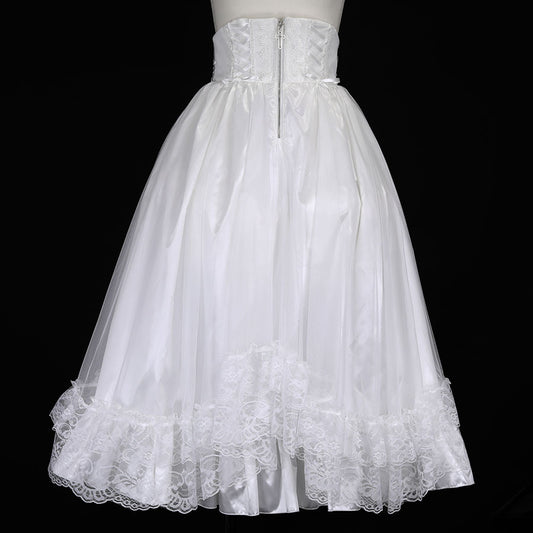 CORSET LACE UP BELT LONG SKIRT (WHITE)