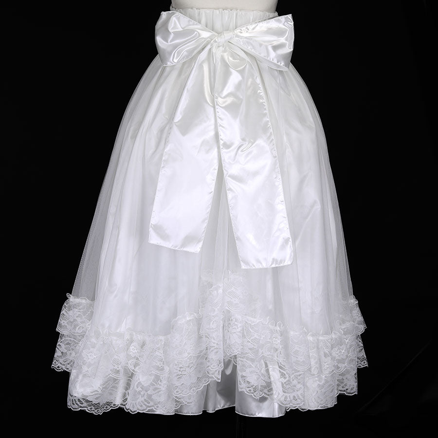 CORSET LACE UP BELT LONG SKIRT (WHITE)