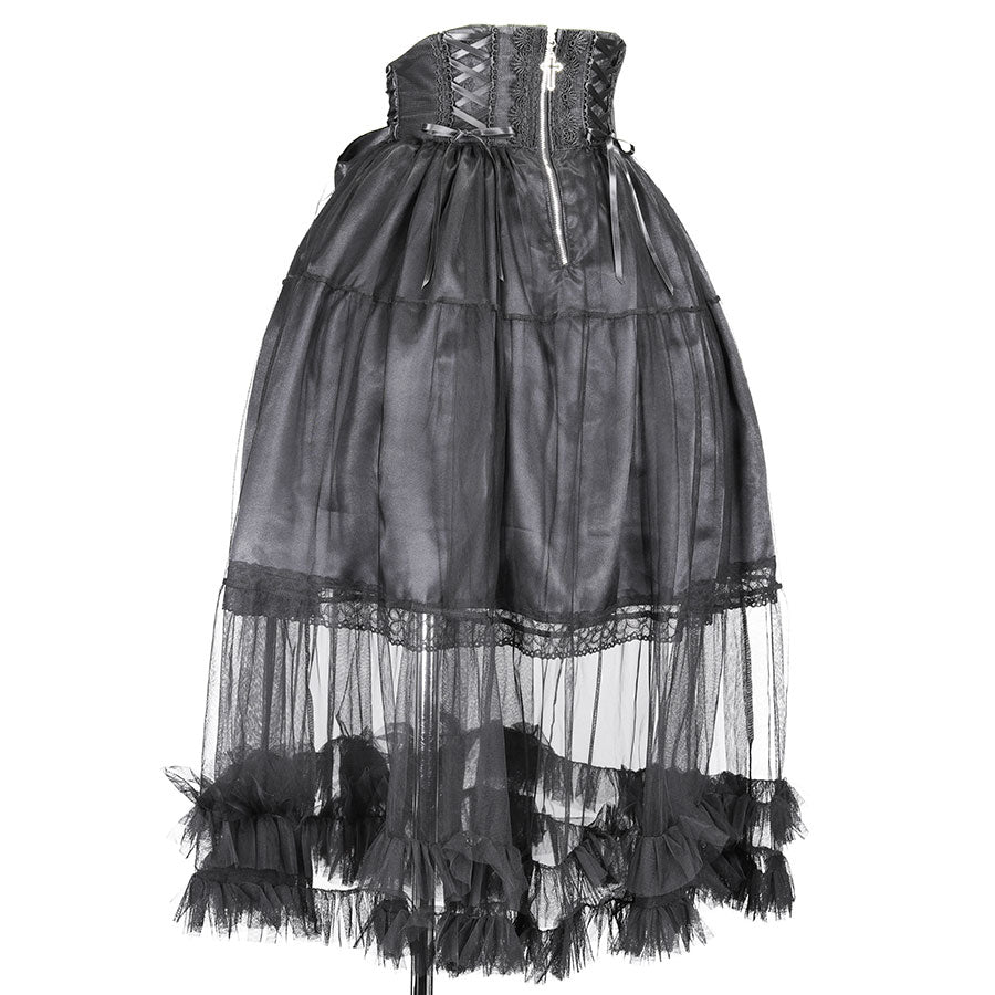 CORSET LACE UP BELT LONG SKIRT A-type(BLACK)