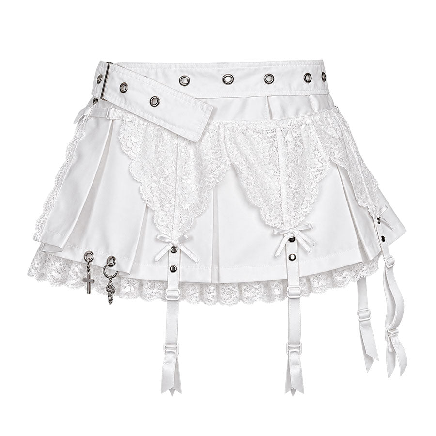 [Limited-time Pre-order - Ships in 1 Month] WRAP AROUND MINI PUNK SKIRT BELT (WHITE)