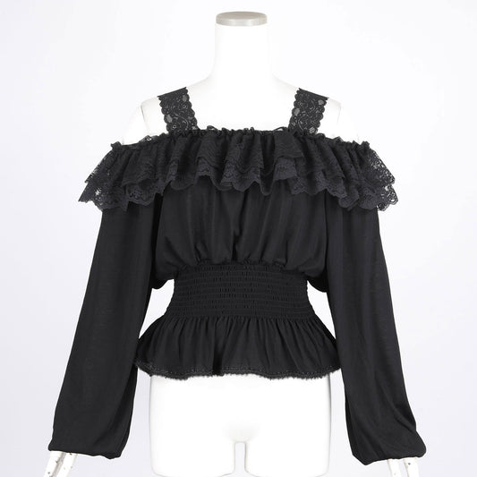 LACE OFF SHOULDER TOP (BLACK)