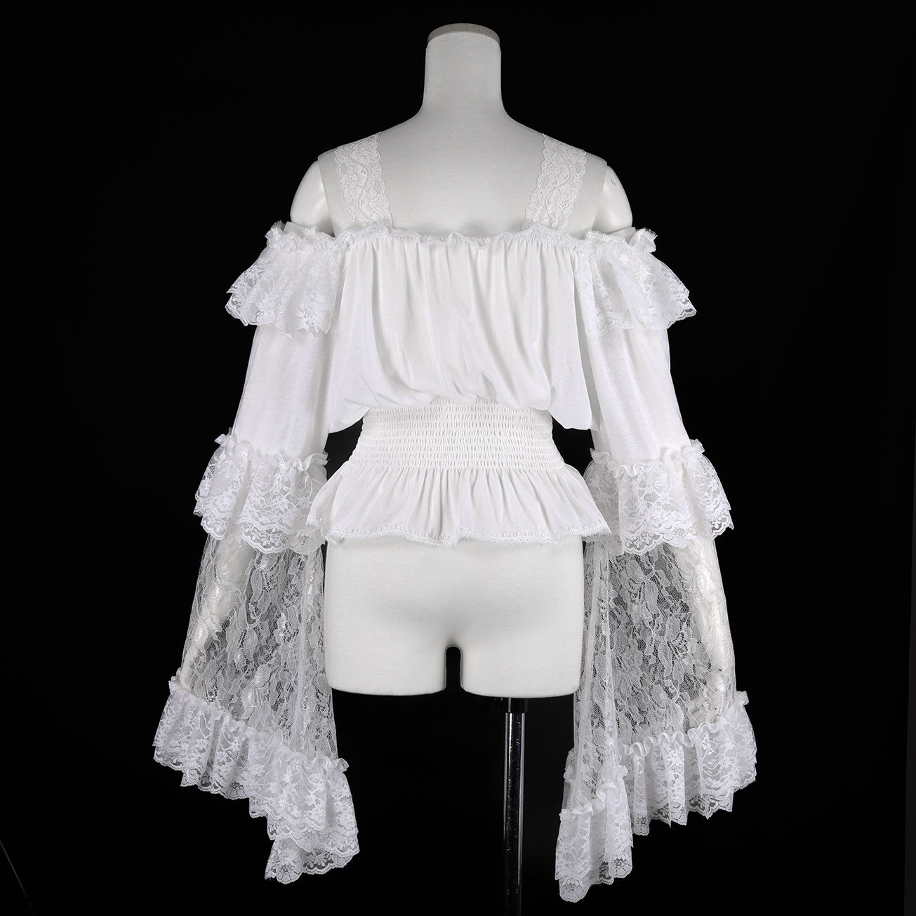 LACE SLEEVE OFF SHOULDER TOP (WHITE)