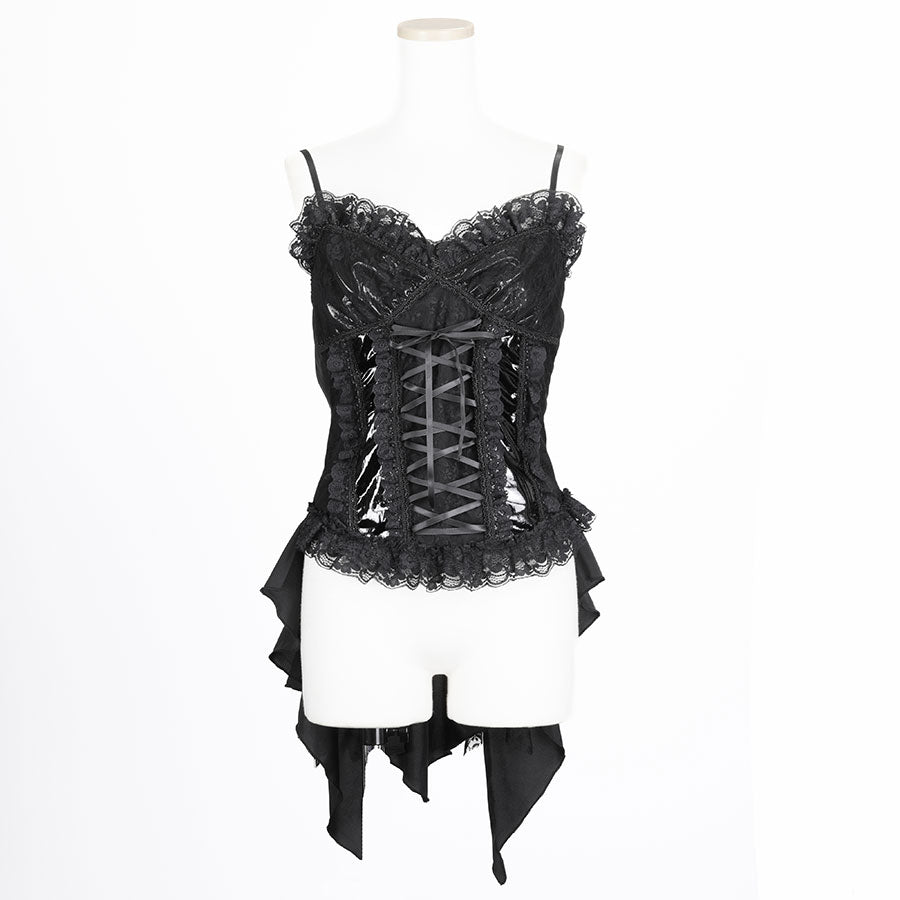[予約 3月末-4月初入荷]ENAMEL LACE UP BUSTIER (BLACK)