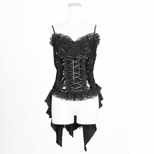 [予約 3月末-4月初入荷]ENAMEL LACE UP BUSTIER (BLACK)