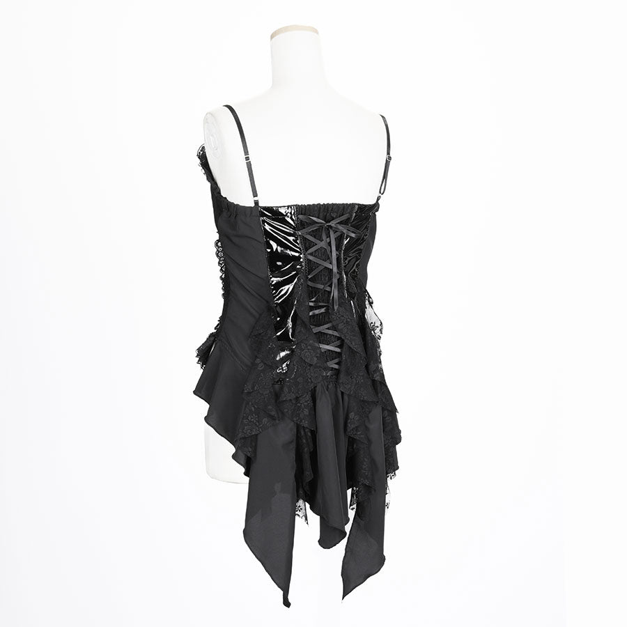 [予約 3月末-4月初入荷]ENAMEL LACE UP BUSTIER (BLACK)