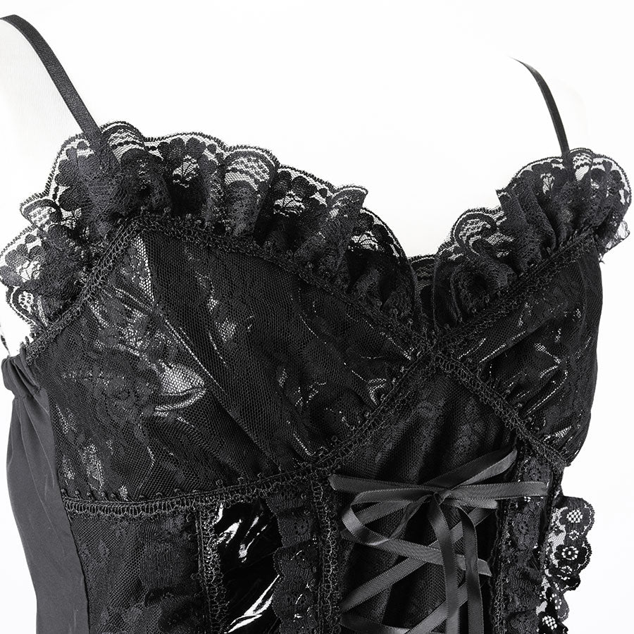 [予約 3月末-4月初入荷]ENAMEL LACE UP BUSTIER (BLACK)