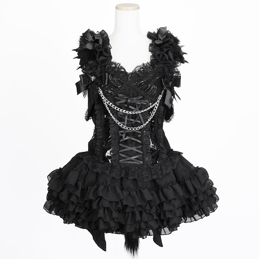 [予約 3月末-4月初入荷]ENAMEL LACE UP BUSTIER (BLACK)