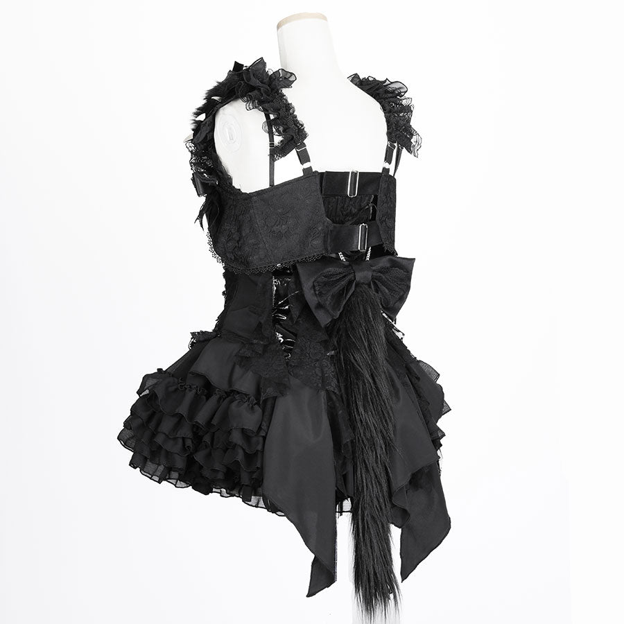 [予約 3月末-4月初入荷]ENAMEL LACE UP BUSTIER (BLACK)