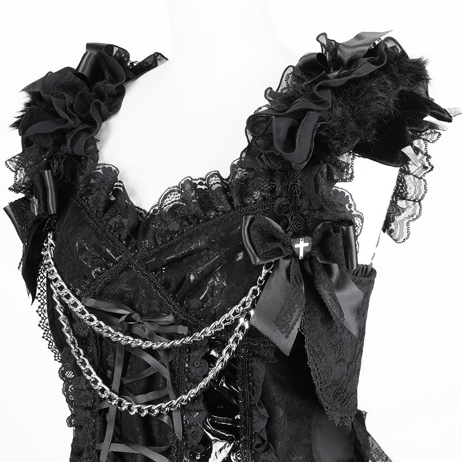 [予約 3月末-4月初入荷]ENAMEL LACE UP BUSTIER (BLACK)