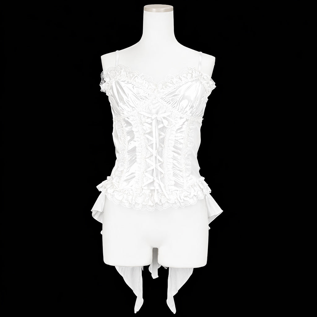 [予約 3月末-4月初入荷]ENAMEL LACE UP BUSTIER (WHITE)