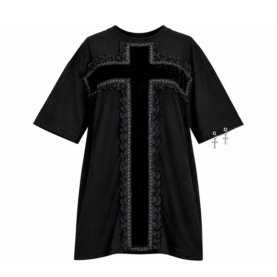 [Pre-order 1 month] CROSS STUDS T-SHIRT (BLACK)