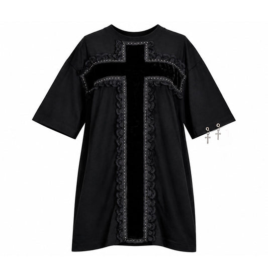 [Pre-order 1 month] CROSS STUDS T-SHIRT (BLACK)