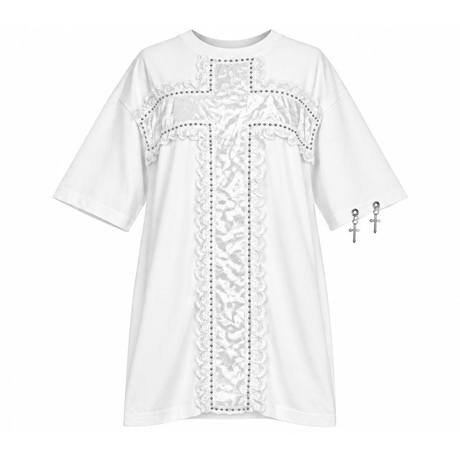 [Reserved 1 month] CROSS STUDS T-SHIRT (WHITE)