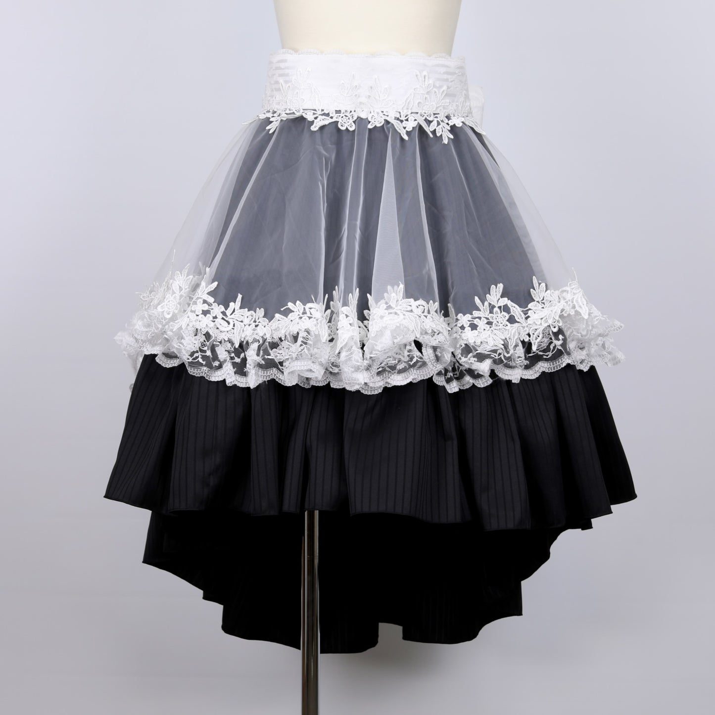 围裙套条纹鱼尾裙（黑色X白色）
