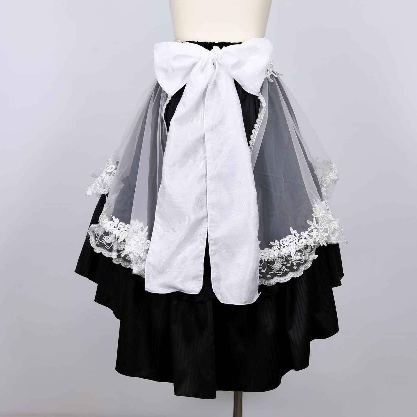 APRON SET STRIPE FISHTAIL SKIRT (BLACK x WHITE)