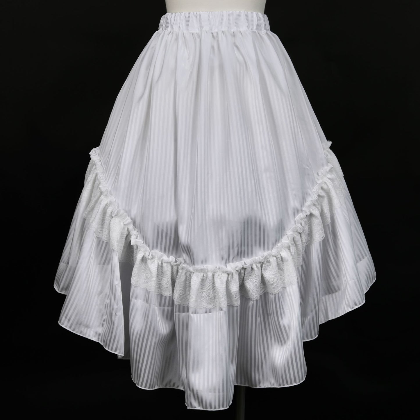 围裙套条纹鱼尾裙（白色）