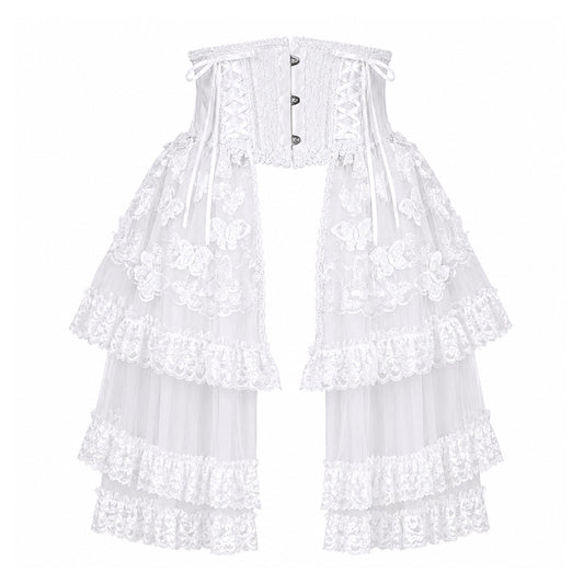 MIDNIGHT BUTTERFLY LACE TAIL VERY SHORT CORSET(WHITE)