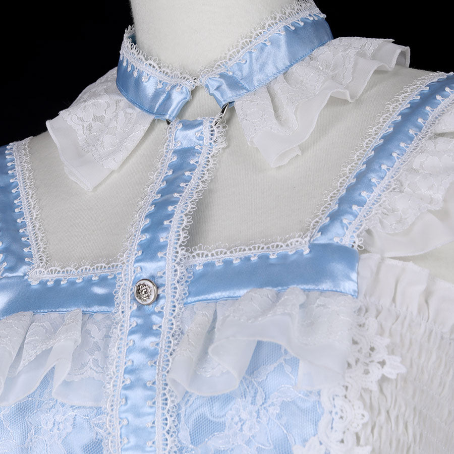 CHEST CROSS CHOKER DRESS (WHITE x BLUE)