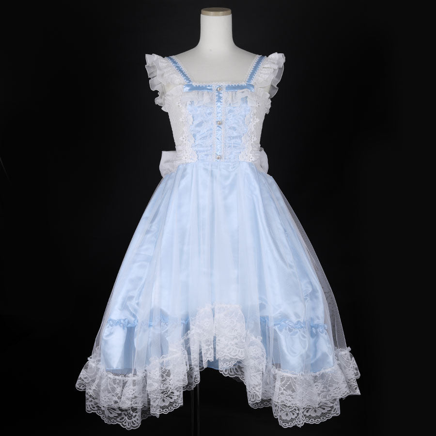 CHEST CROSS CHOKER DRESS (WHITE x BLUE)