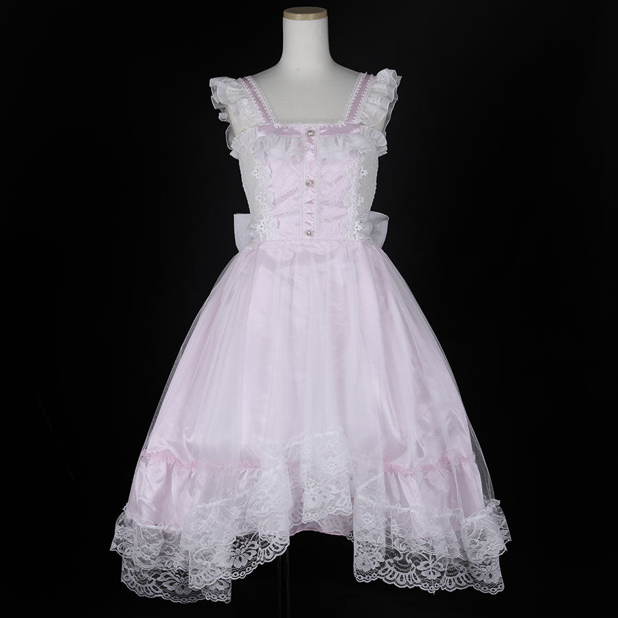 CHEST CROSS CHOKER DRESS (WHITE x PINK)