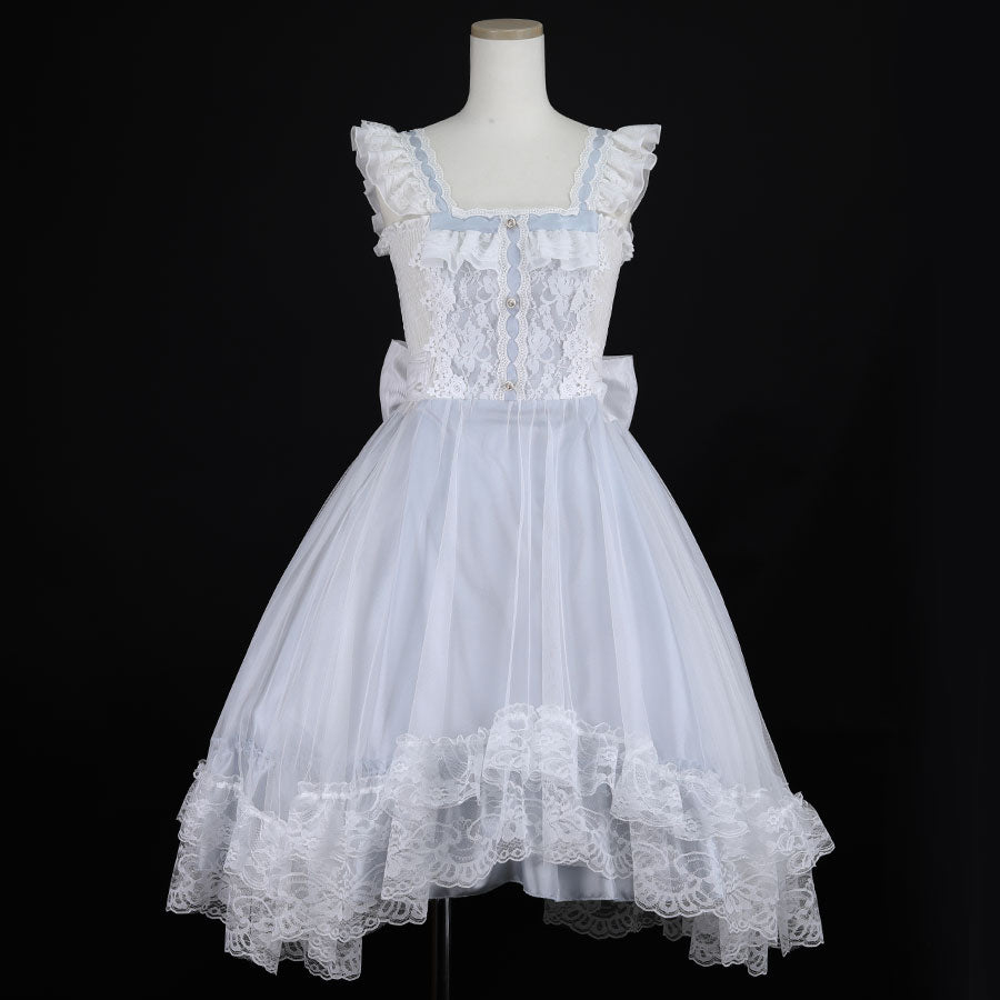 CHEST CROSS CHOKER DRESS B(WHITE x BLUE)