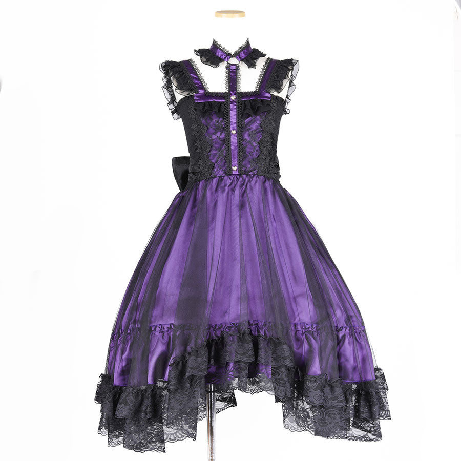 CHEST CROSS CHOKER DRESS(BLACK×PURPLE)