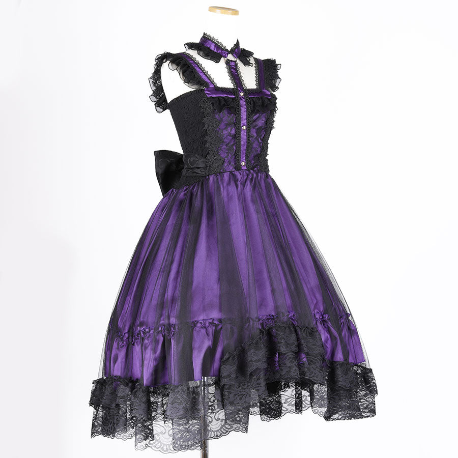 CHEST CROSS CHOKER DRESS(BLACKPURPLE) MAJOH CHEST CROSS CHOKER DRESS(BLACKPURPLE) MAJOH
