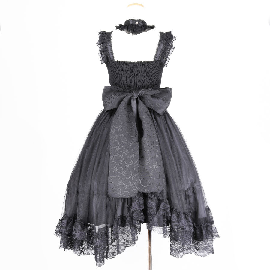 CHEST CROSS CHOKER DRESS(BLACK)