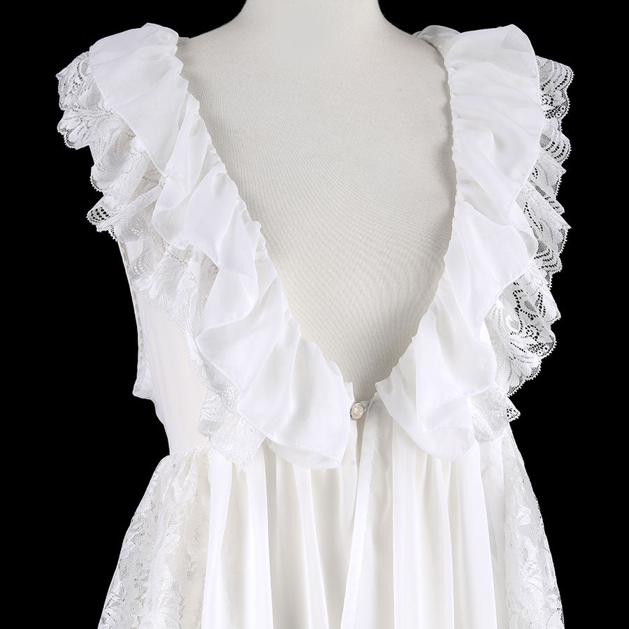 FRILL LACE FISH TAIL VEST GOWN(WHITE)