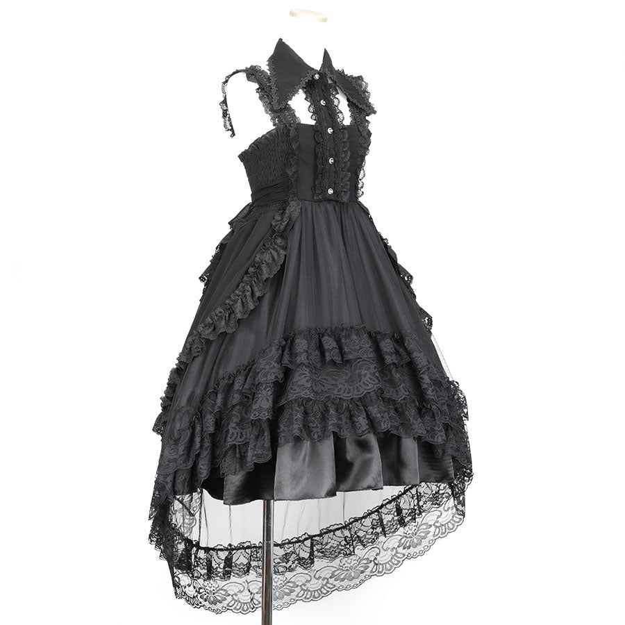 2WAY COLLAR TULLE FISH TAIL ONE PIECE (BLACK)
