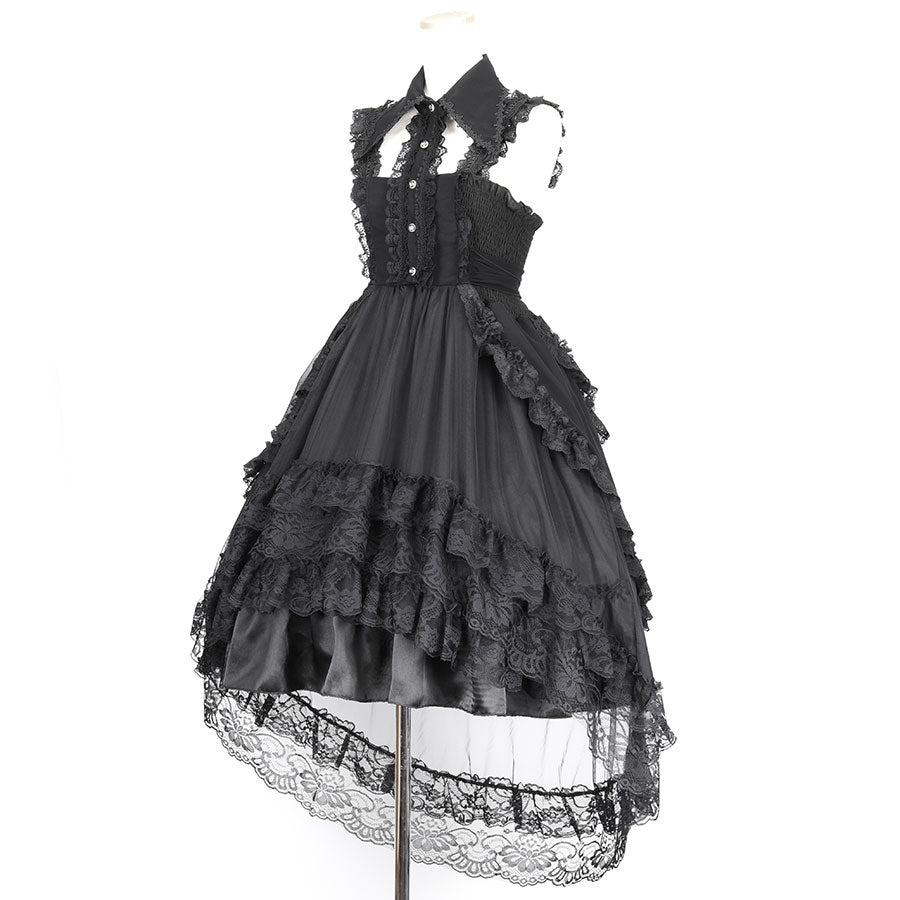2WAY COLLAR TULLE FISH TAIL ONE PIECE (BLACK)