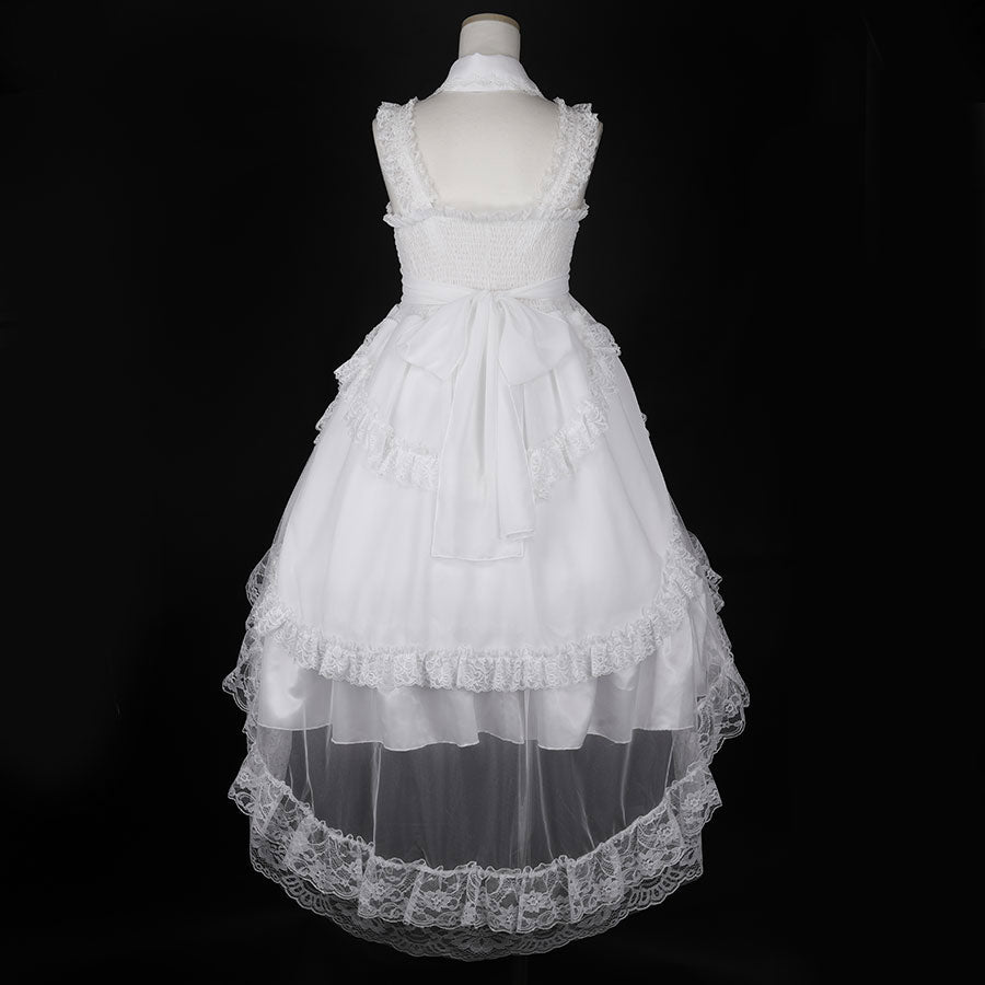 2WAY COLLAR TULLE FISH TAIL ONE PIECE (WHITE)