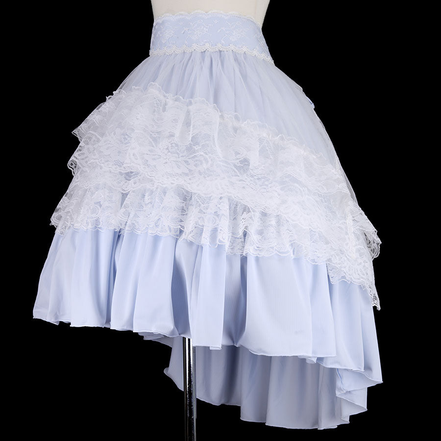 FISH TAIL APRON SKIRT(WHITE × BLUE)