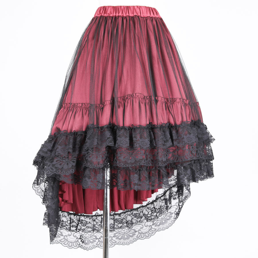 TULLE FISH TAIL SKIRT (BLACK x RED)
