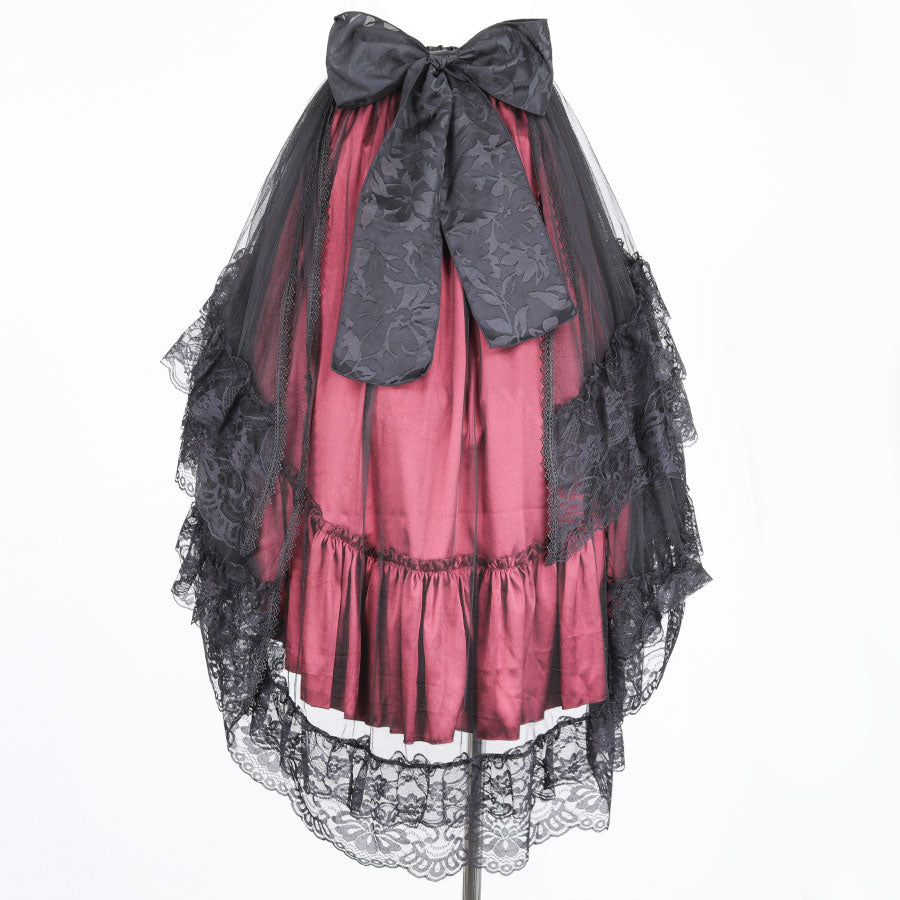 TULLE FISH TAIL SKIRT (BLACK x RED)