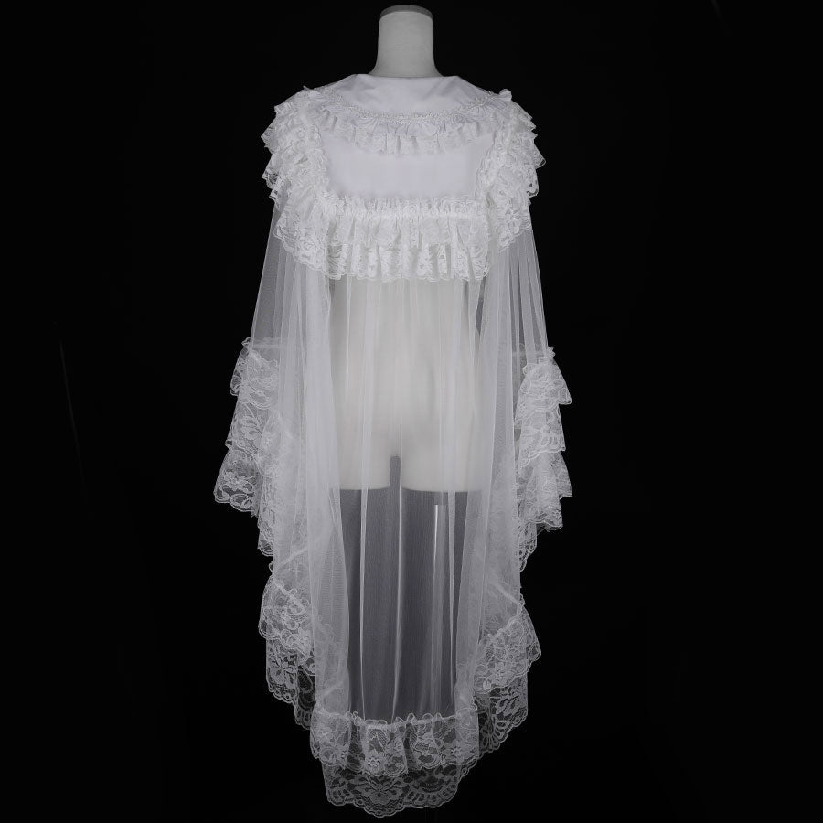 CROSS TULLE VEIL CAPE (WHITE)