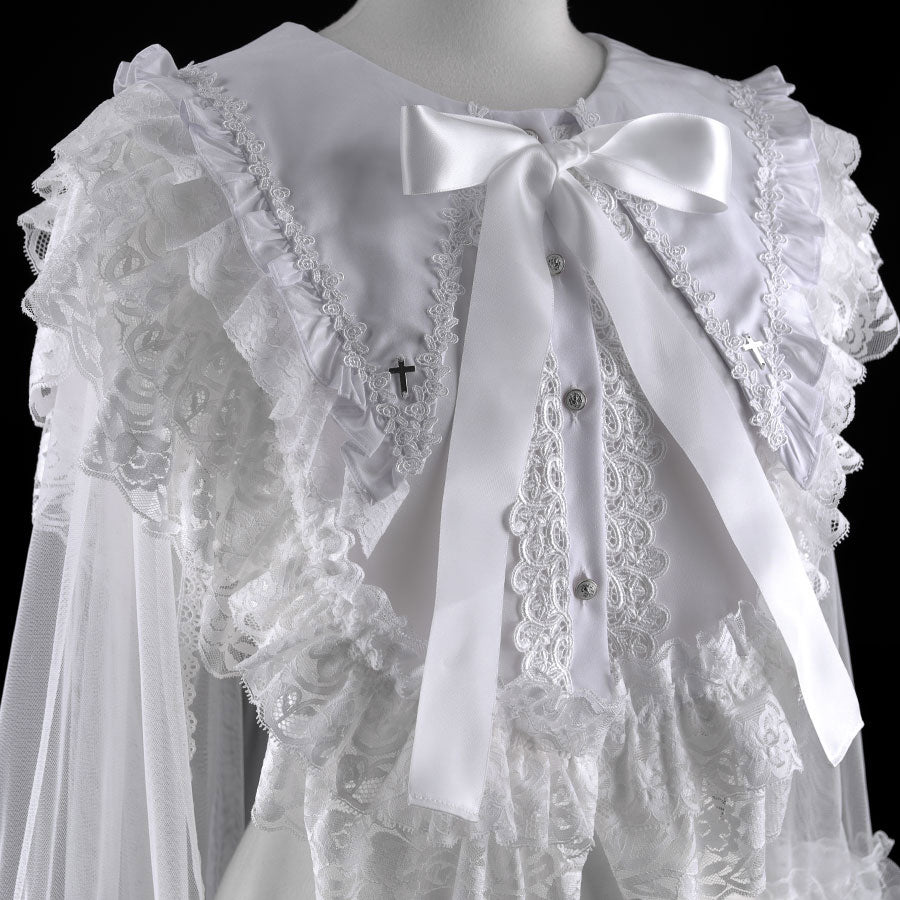 CROSS TULLE VEIL CAPE (WHITE)