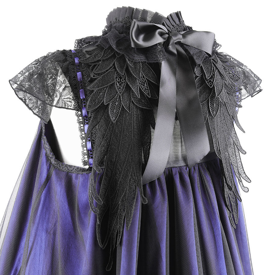 CROCHET LACE ANGEL WING DRESS (BLACK x BLUE)