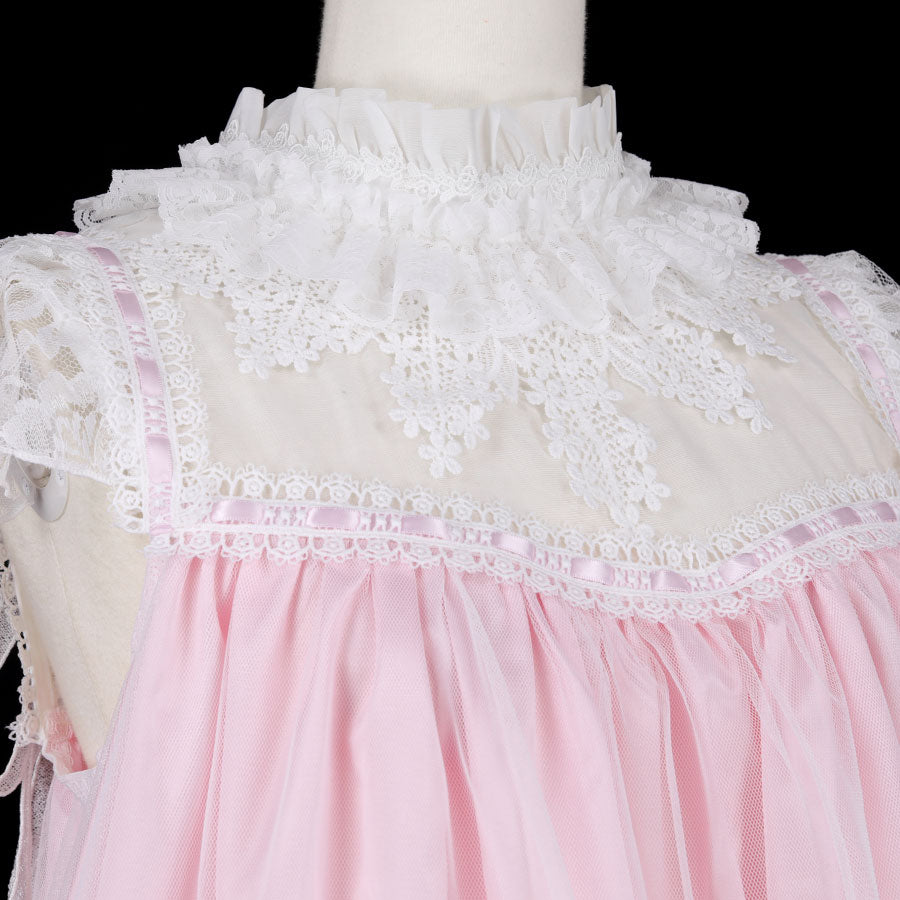 CROCHET LACE ANGEL WING DRESS (VIVID PINK)