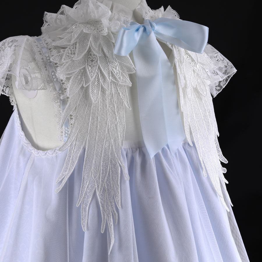 CROCHET LACE ANGEL WING DRESS (LIGHT BLUE x WHITE)