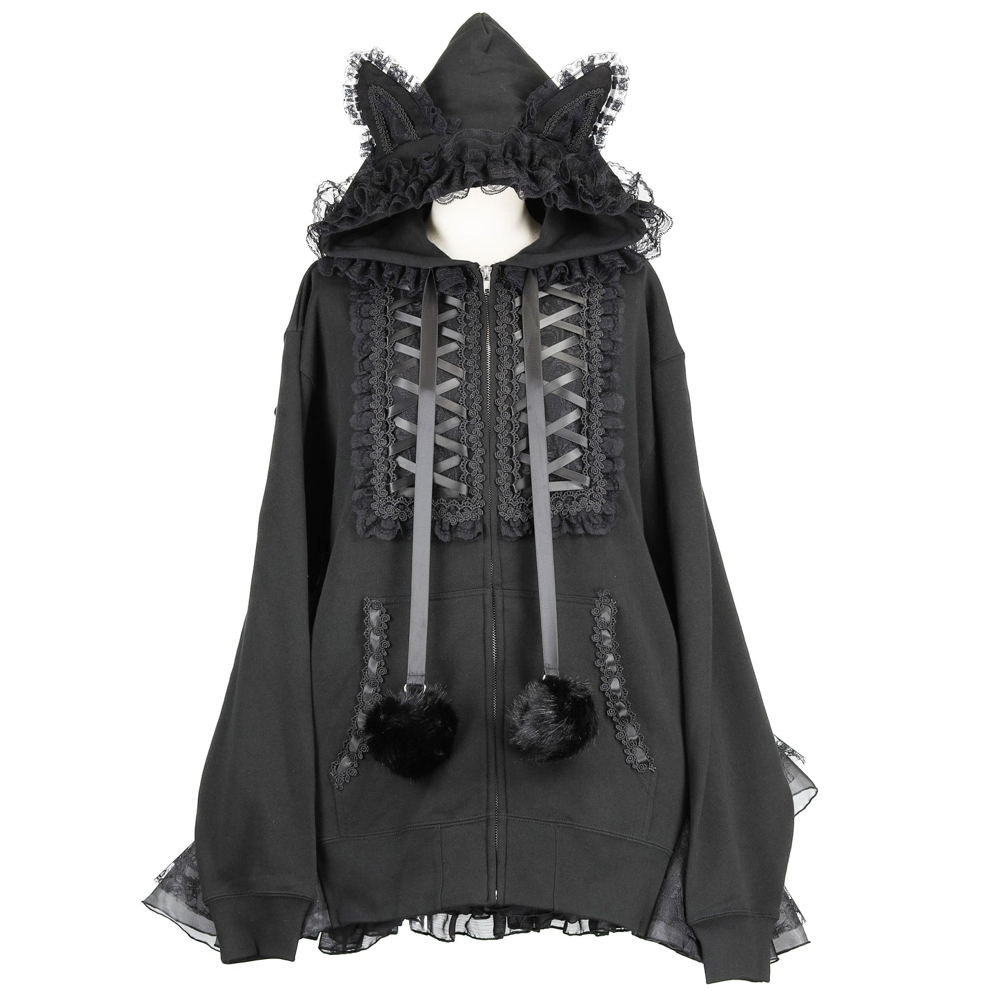  [1个月预订]NEQ 迷你 PON PON 连衣裙派克大衣（黑色）