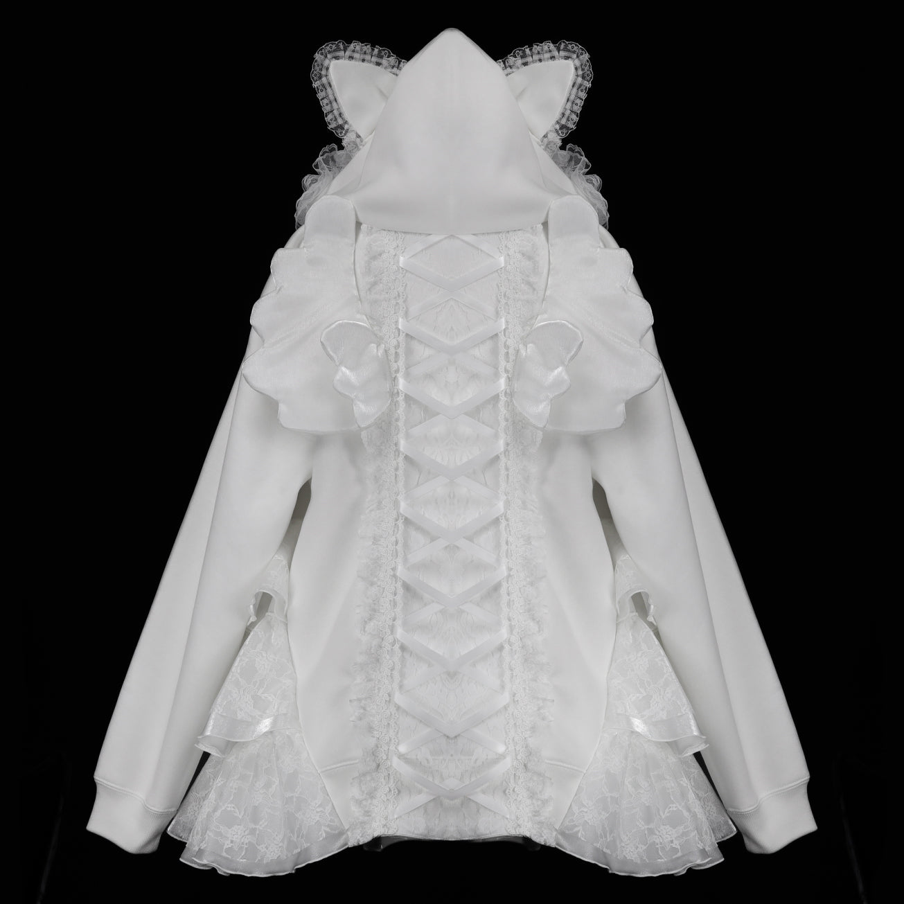 [1个月预订]NEQ 迷你 PON PON 连衣裙派克大衣（白色）