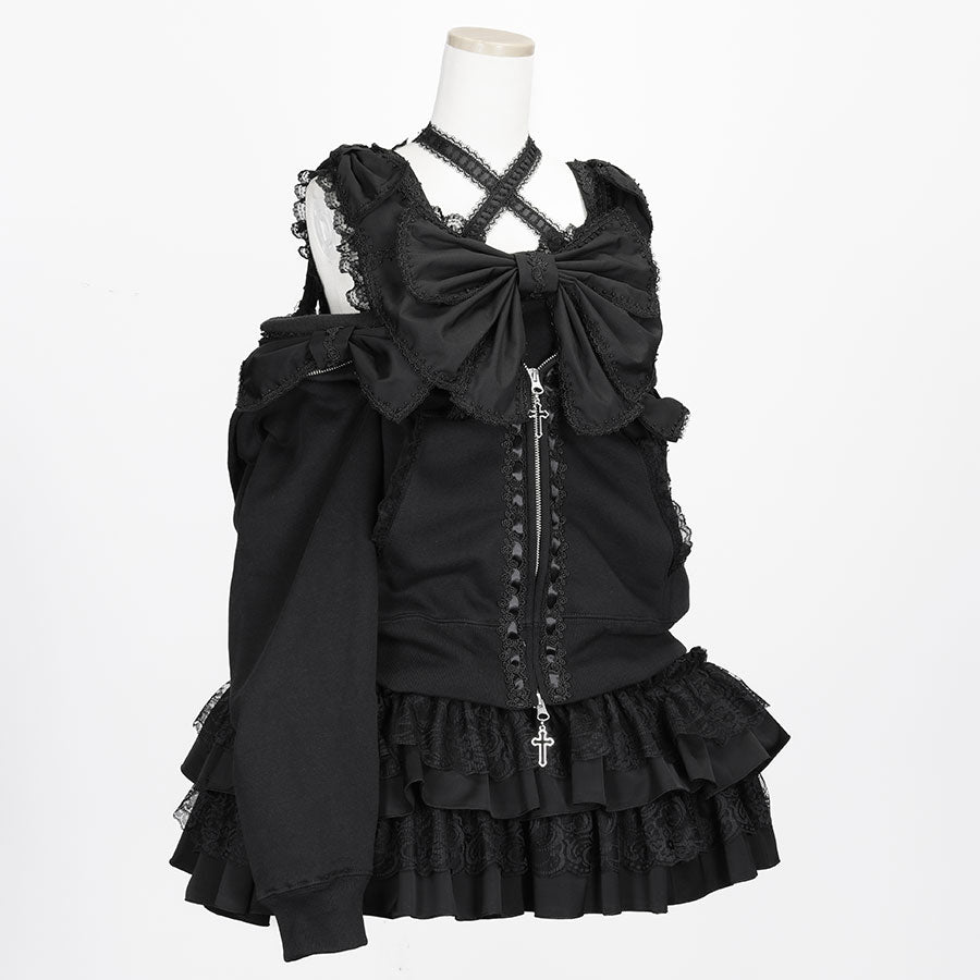 [1个月预订] RIBBON HOLLIC PARKA 连衣裙（黑色）