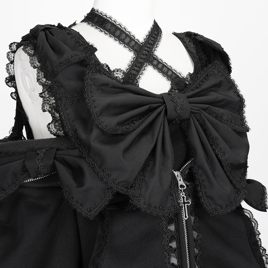 [1个月预订] RIBBON HOLLIC PARKA 连衣裙（黑色）