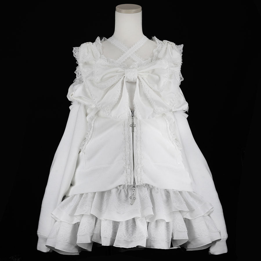 [1个月预订]RIBBON HOLLIC PARKA 连衣裙（白色）