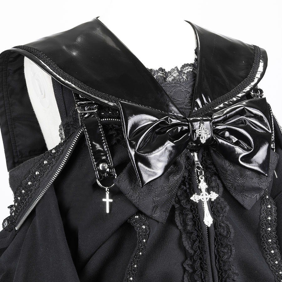 【1个月预订】水手甜心恶魔派克大衣连衣裙（黑色）