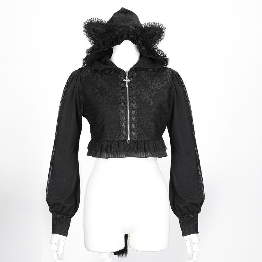 MINI 猫尾巴连帽衫（黑色）