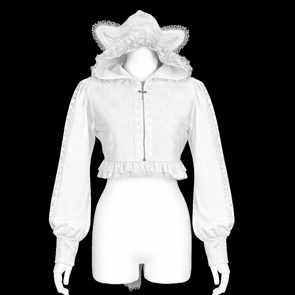 MINI 猫咪尾巴连帽衫（白色）