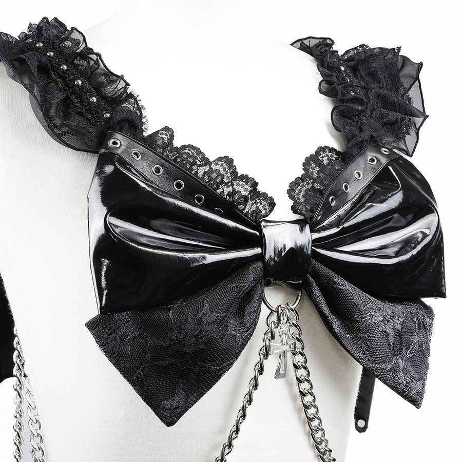 [1个月预订] 迷你魔鬼翼丝带背带（黑色）