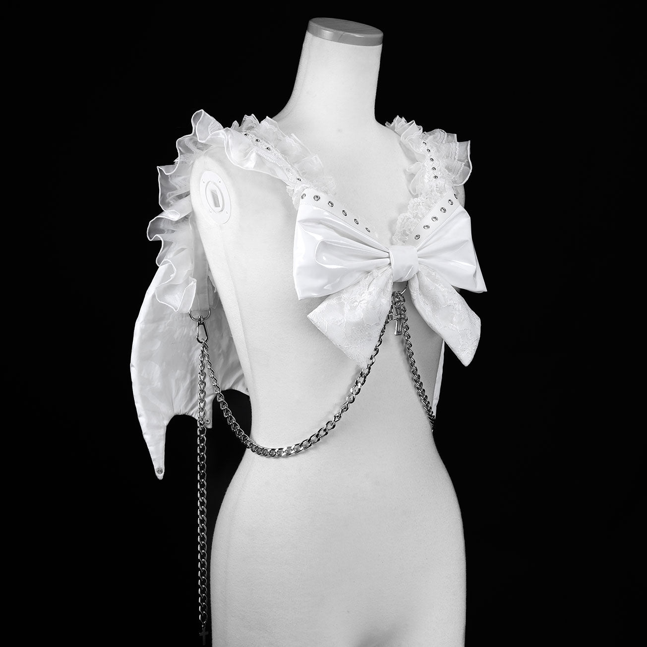 [1个月预订]迷你魔鬼翼丝带背带（白色）